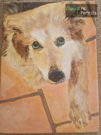Painting of a Viola the dog by Cheryl Evans