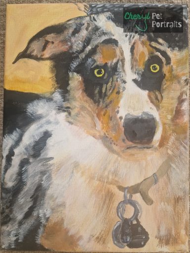 Painting of a dog done by Cheryl Evans