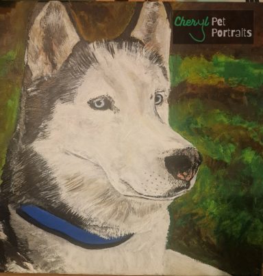 Painting of Storm the Husky by Cheryl Evans